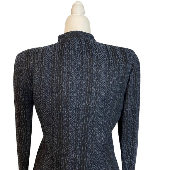 Vintage Doncaster Blue and Black Raised Pattern Blazer and Skirt Set  Sz.4P - Picture 8 of 16